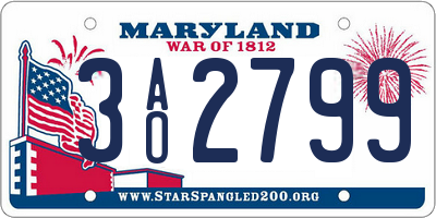 MD license plate 3AO2799
