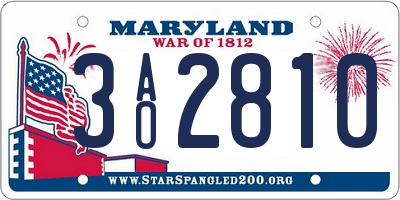 MD license plate 3AO2810