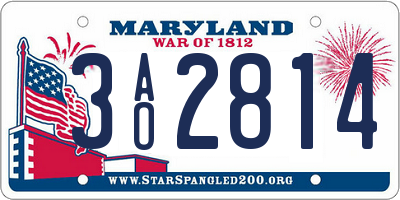 MD license plate 3AO2814