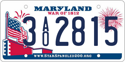 MD license plate 3AO2815