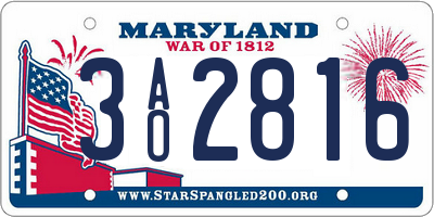 MD license plate 3AO2816