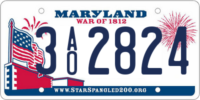 MD license plate 3AO2824