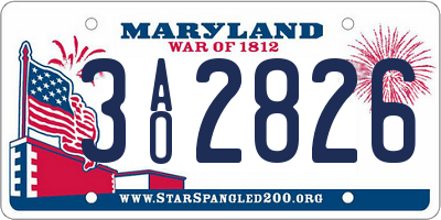 MD license plate 3AO2826