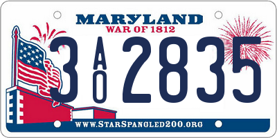 MD license plate 3AO2835