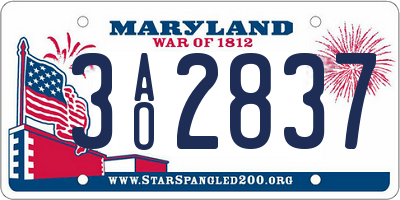 MD license plate 3AO2837