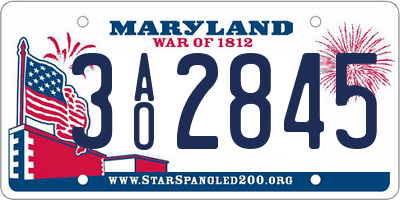 MD license plate 3AO2845