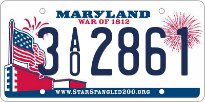 MD license plate 3AO2861