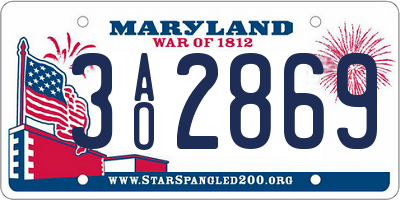 MD license plate 3AO2869