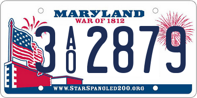 MD license plate 3AO2879