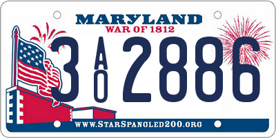 MD license plate 3AO2886