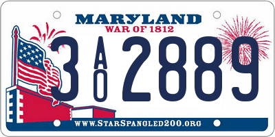 MD license plate 3AO2889