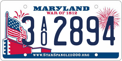 MD license plate 3AO2894