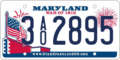 MD license plate 3AO2895