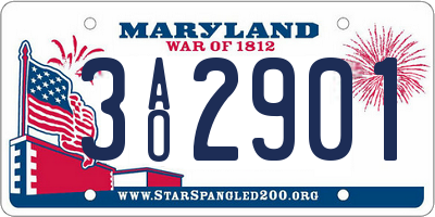 MD license plate 3AO2901