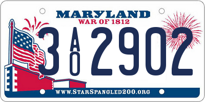 MD license plate 3AO2902