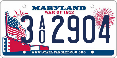 MD license plate 3AO2904