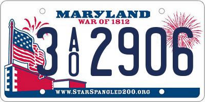 MD license plate 3AO2906