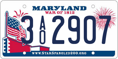 MD license plate 3AO2907