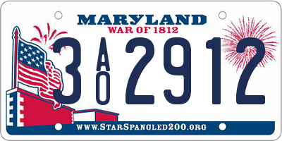 MD license plate 3AO2912