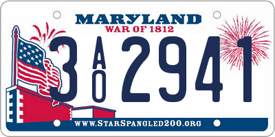 MD license plate 3AO2941