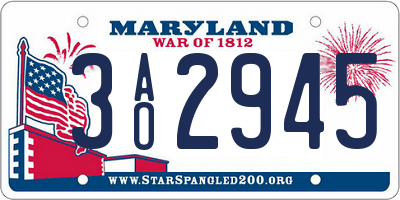 MD license plate 3AO2945