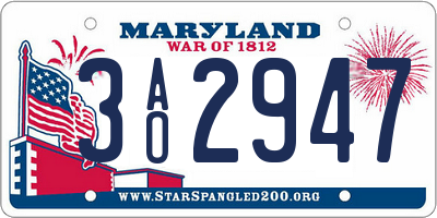 MD license plate 3AO2947