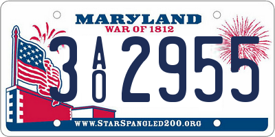 MD license plate 3AO2955