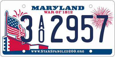 MD license plate 3AO2957