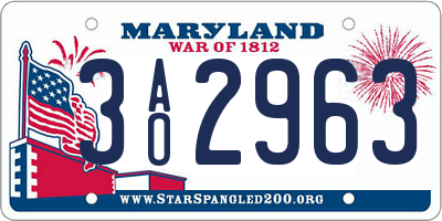 MD license plate 3AO2963