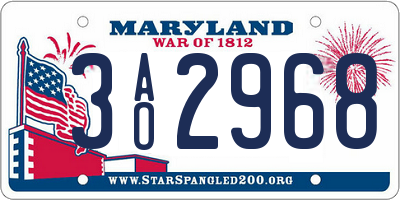MD license plate 3AO2968