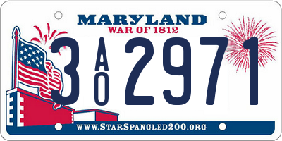 MD license plate 3AO2971