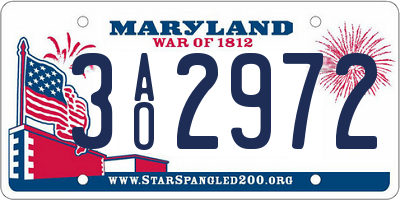 MD license plate 3AO2972