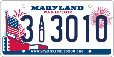MD license plate 3AO3010