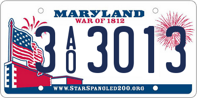 MD license plate 3AO3013