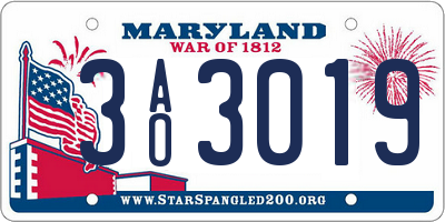 MD license plate 3AO3019