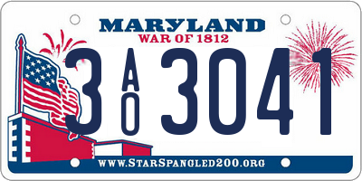MD license plate 3AO3041