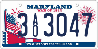 MD license plate 3AO3047