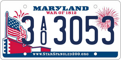 MD license plate 3AO3053