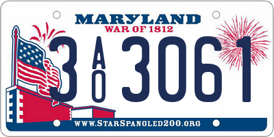 MD license plate 3AO3061