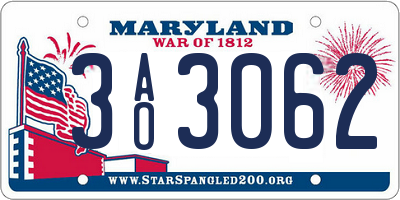 MD license plate 3AO3062
