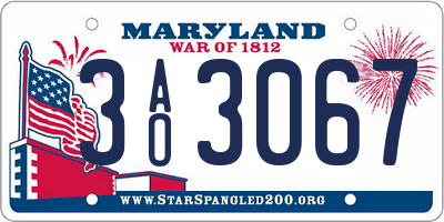 MD license plate 3AO3067