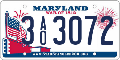 MD license plate 3AO3072