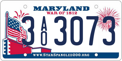 MD license plate 3AO3073