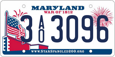 MD license plate 3AO3096