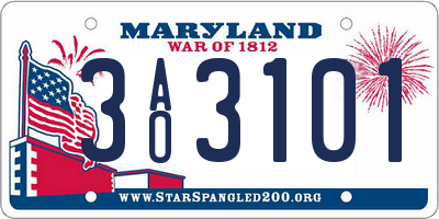 MD license plate 3AO3101