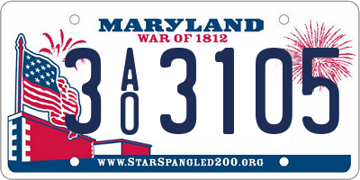 MD license plate 3AO3105