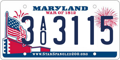 MD license plate 3AO3115