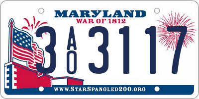 MD license plate 3AO3117