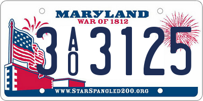 MD license plate 3AO3125