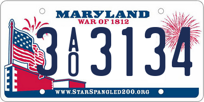 MD license plate 3AO3134